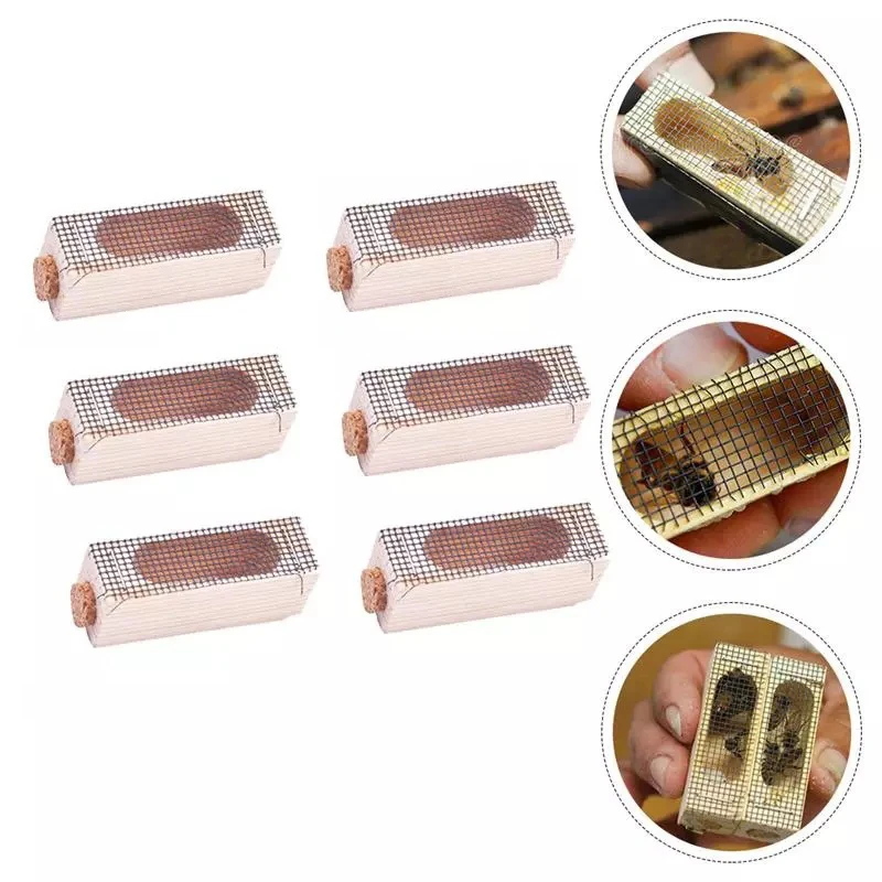 

6pcs New Wooden Queen Bee Cage Beekeeping Transport Cages Bees Queen Post Room King Prisoner Beehive Beekeeping Tools