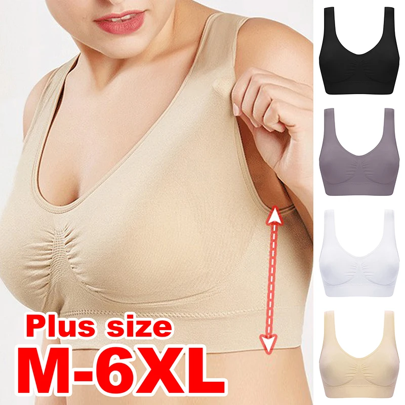 Plus Size Bra Seamless With Pads Big 6XL Push Up Bralette Bras For Women Vest Wireless Active Brassiere Sports |