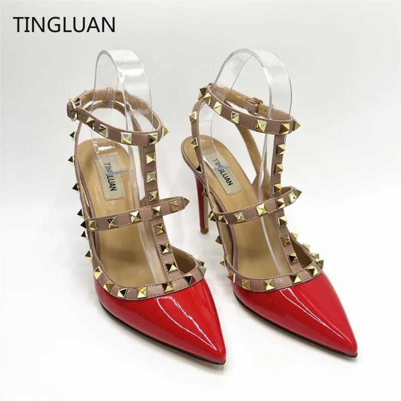 2022 Summer Woman Sandals High Heels Sexy Rivets Shoes Genuine Leather Sandals 6cm 8cm 10cm Wedding Shoes 35-44 No Box