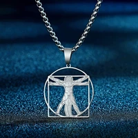 todorova trendy stainless steel da vinci vitruvian man pendant necklace for men charm classical dainty artist jewelry gift
