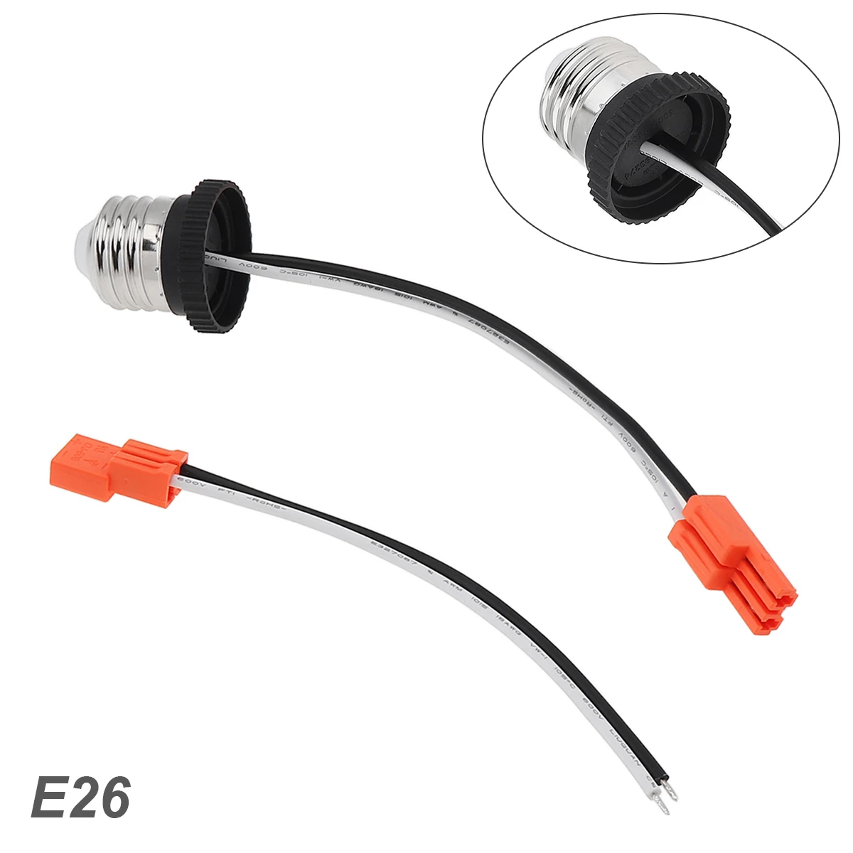 E26 Socket Adapter Connector Medium Base Male Screw In Light Bulb Socket Pigtail for Led Ceiling Lights Downlight