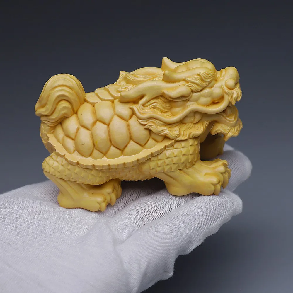 

Carving Longevity Tortoise Decoration Solid Wood Carving Crafts Animal Divine Beast, Dragon Turtle, and Abundant World
