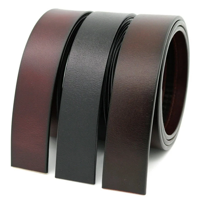 

Black Brown Automatic Buckle Belt Strip Real Genuine Leather Belt No Buckle Cowskin Betls Without Buckle Belt 110 115 120 125cm