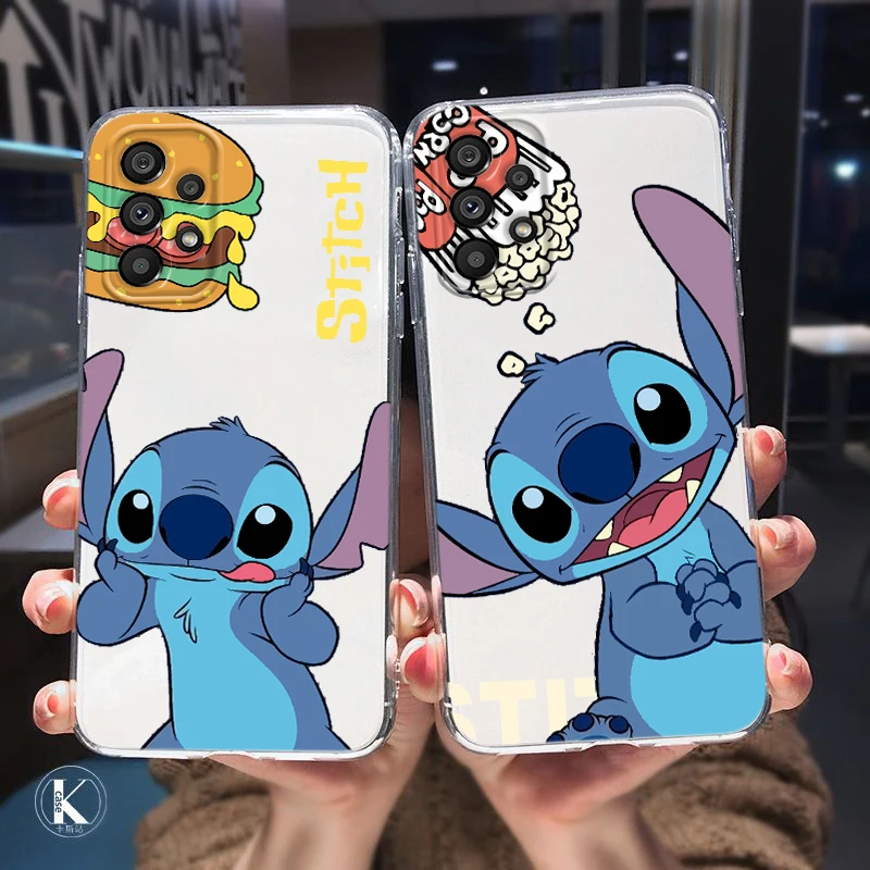 

Super cute Stitch Phone Case For Samsung A01 A11 A21 A31 A41 A51 A71 A81 A91 A42 A12 A02S Transparent luxury Silicone Soft Back