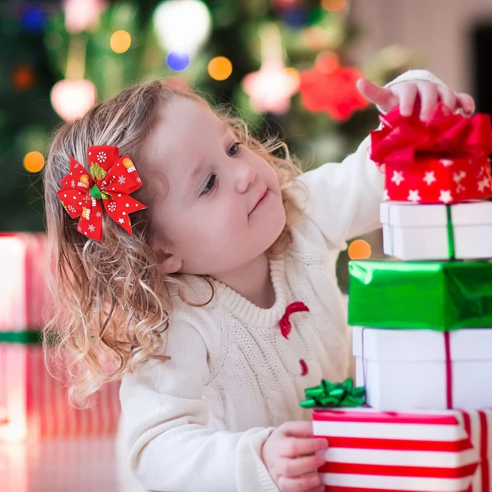 2 шт. рождественские банты для волос заколки девочек аксессуары красочные