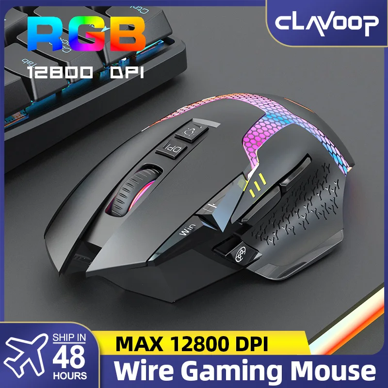 

3-Modes Wireless Bluetooth Mouse Ergonomic Optical Gaming Mouse 2.4G + BT4.0 + BT5.0 Modes RGB 12800DPI/4000DPI Gaming Mouse