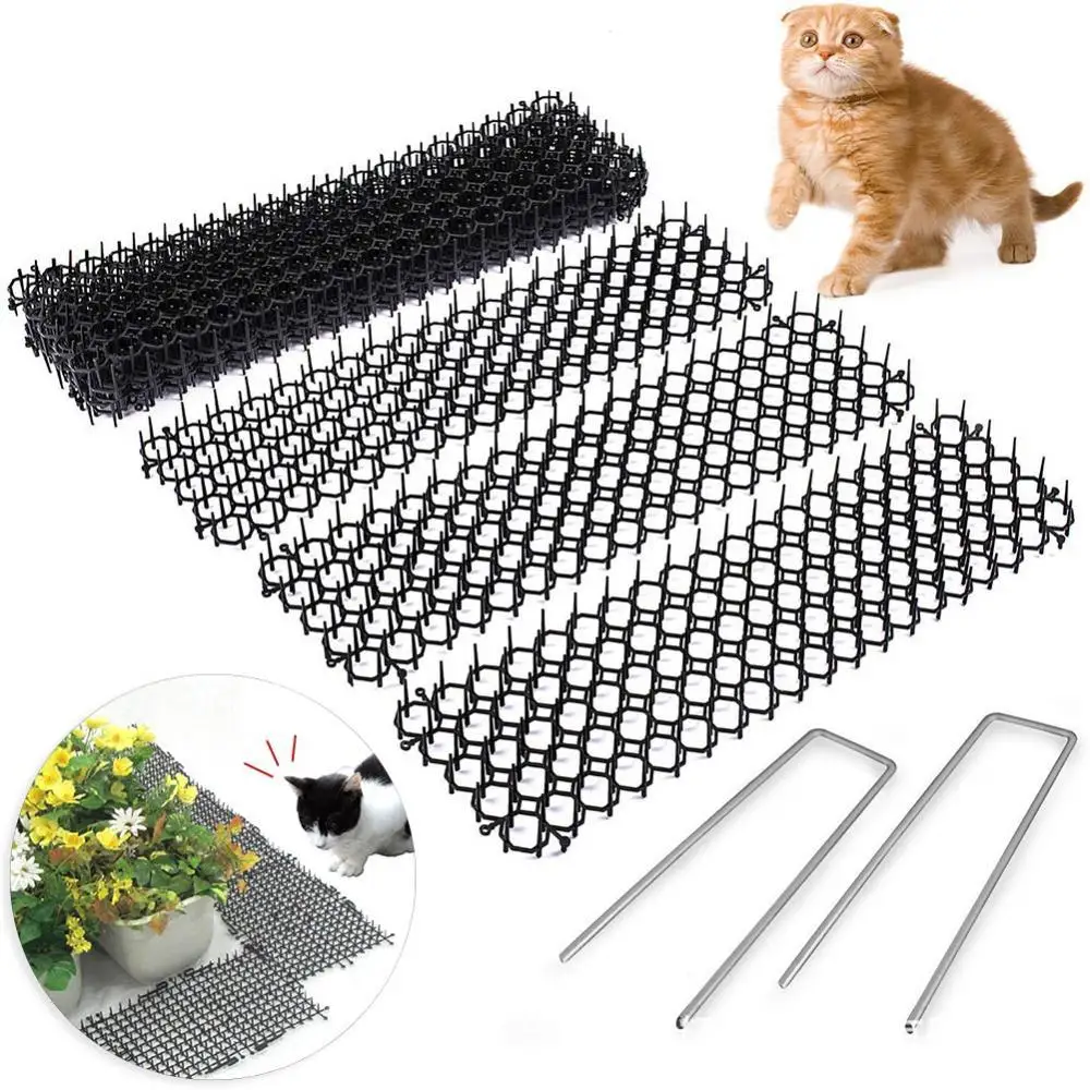 

10Pcs 13cmx49cm Garden Prickle Strip Dig Stop Cat Repellent Deterrent Mat Spike
