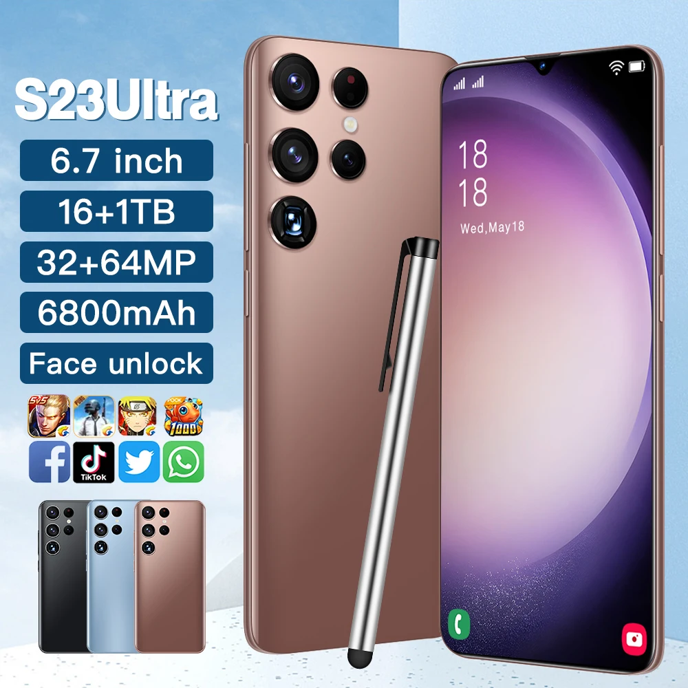 

Смартфон S23 Ultra, оригинальный, Android, 6,7 дюйма, HD, 16 ГБ + 1 ТБ