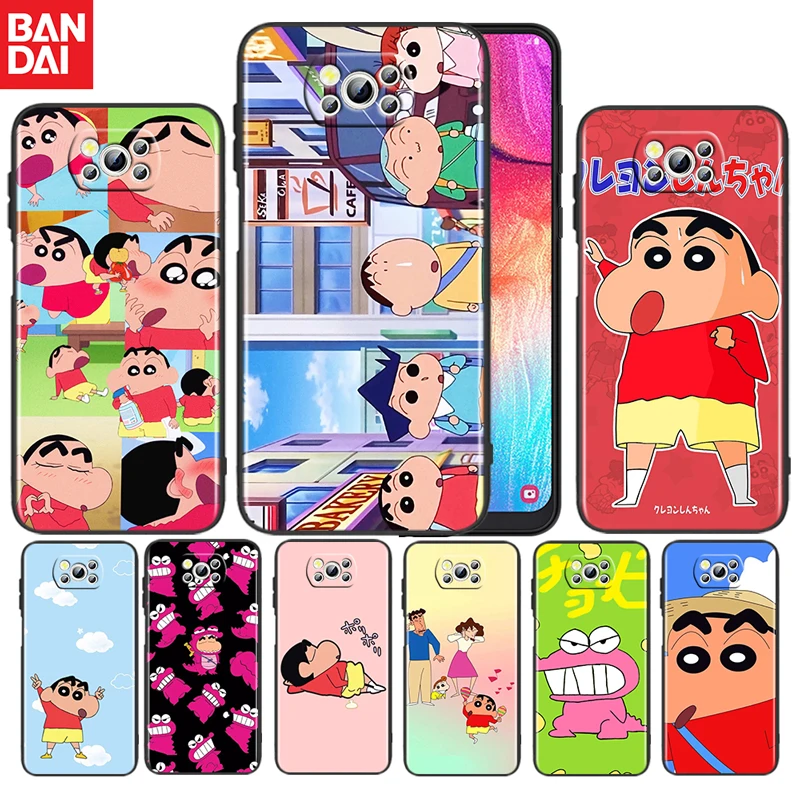 

Cartoon Crayon Shinchan For Xiaomi Poco M4 X3 F3 GT NFC M3 C3 M2 F2 F1 X2 Pro Mi Mix3 TPU Black Phone Case Fundas Coque Capa