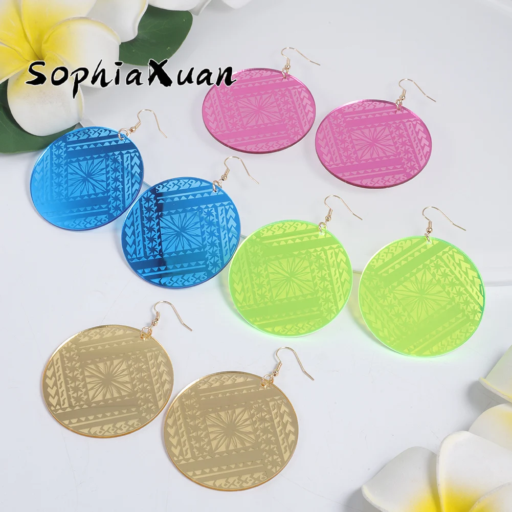 

Sophia Xuan Polynesian Jewelry Earrings Fashion Irregular Graffiti Round Earrings New Acrylic Accessories Graduation Ceremony