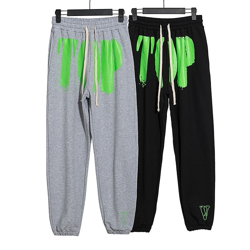 

VLONE Green Rousers Female Couple Loose Street Hip-hop Trend Men's Cotton Casual Trousers Letter Printing