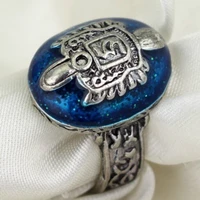 stylish and beautiful punk style ring vintage blue silver plated jewelry