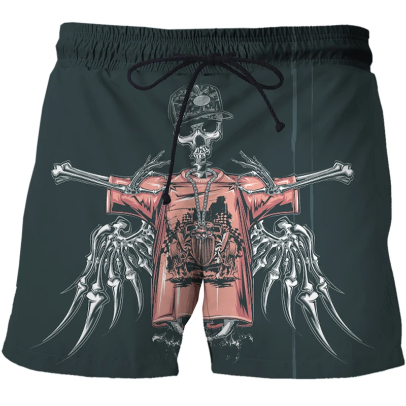 2022 New  Man's Beach Shorts New Summer Sports Pants European and American Skull Pattern 3D Printed Man Short Male Board Shorts