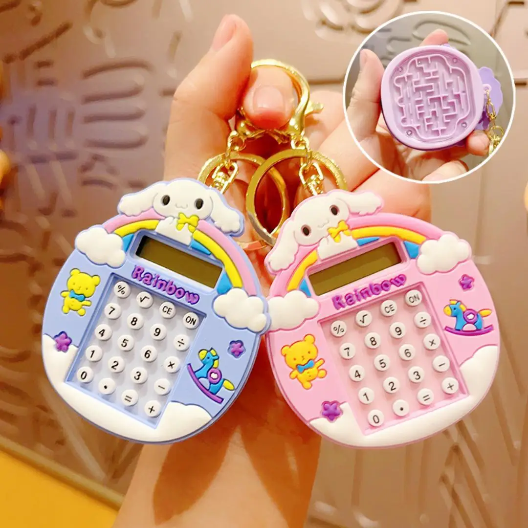 

Kawaii Sanrio, Hello Kitty Kuromi Cinnamoroll калькулятор брелок Аниме Фигурка головоломка Лабиринт игрушка рюкзак творческий кулон подарок
