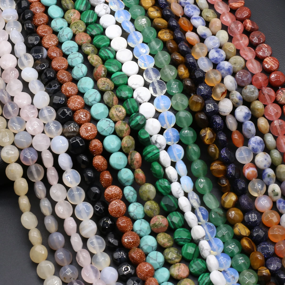 

Natural Stone Beads Faceted Round Gemstone Spacing Isolation Loose Beaded for Jewelry Making DIY Necklaces Bracelet Accessories