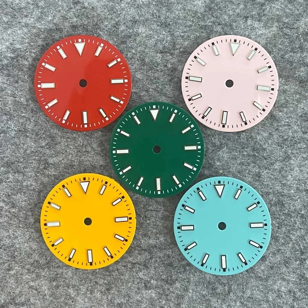 29mm NH35 Non-calendar  Aseptic Watch Dial with Green Luminous Suitable for NH35/ETA 2836/Japan 8215/Mingzhu 2813 Movement
