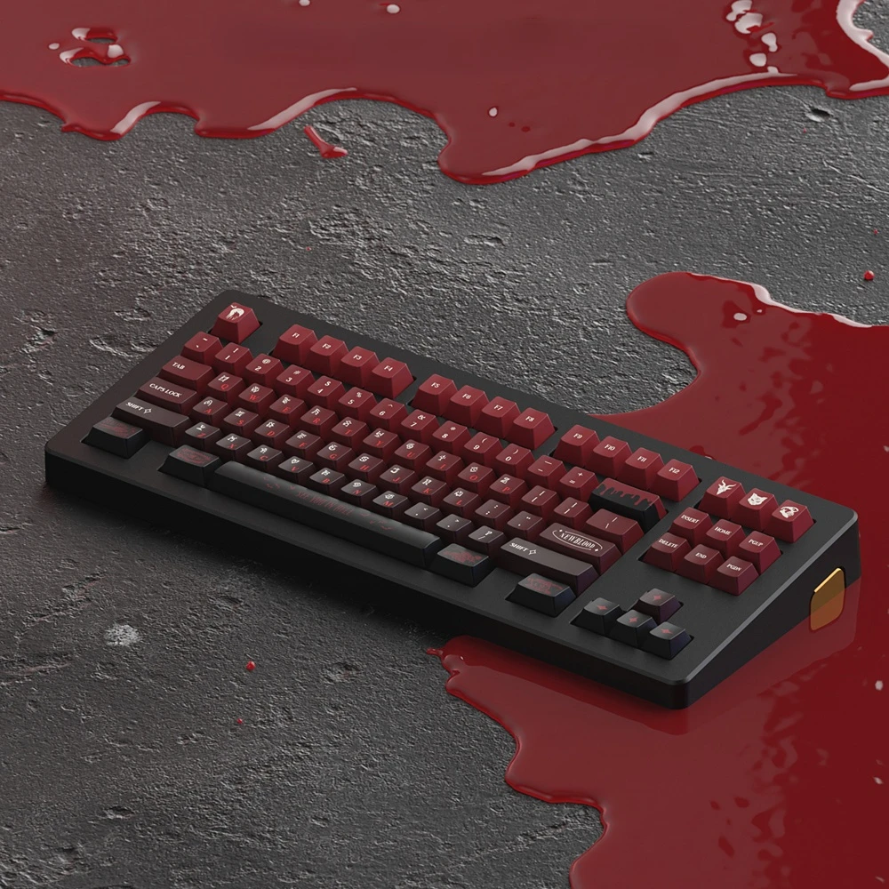 

Новые колпачки для клавиш с изображением крови Cherry Profile PBT, сублимационная печать, 152 клавиш, механическая клавиатура, колпачок для MX Switch, подходит для GK61 GK75 CMMK NT75