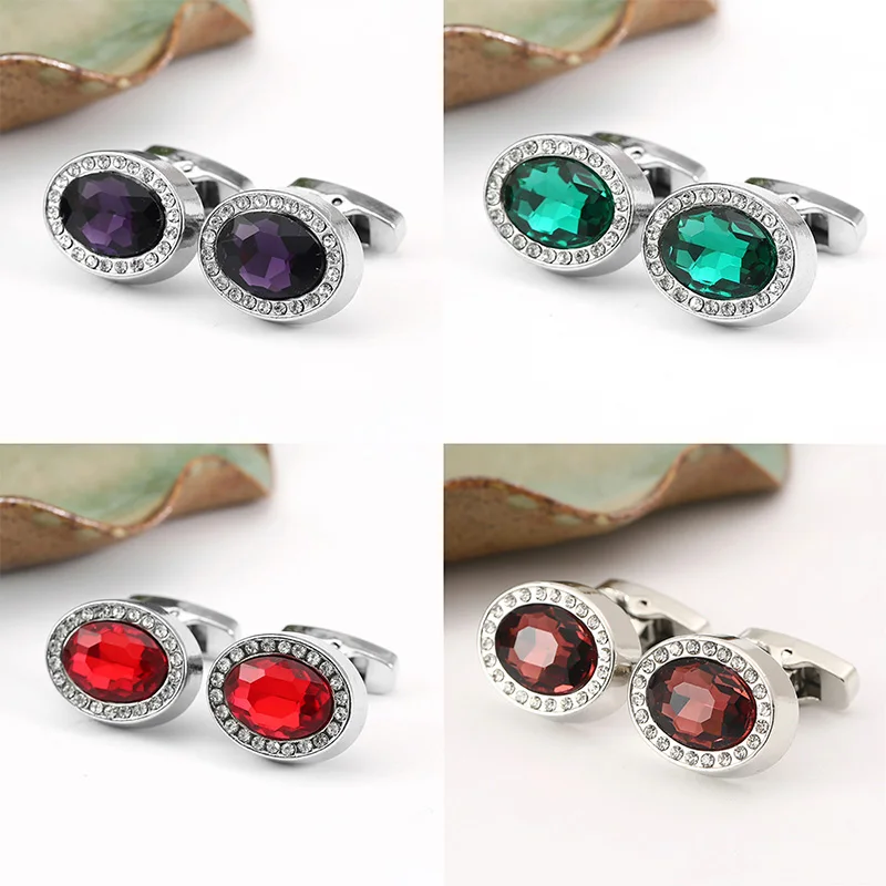 

Ellipsoid Crystal Cufflinks Luxury Multicolour Man Accessories For Men Wedding Firm Mens Jewelry Free Delivery Shipping NS118