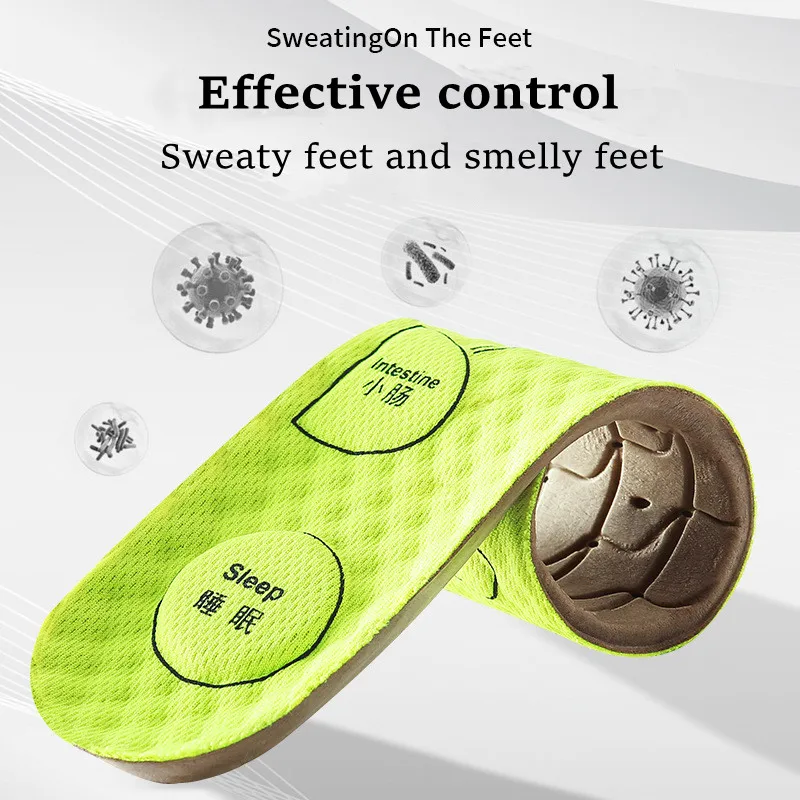Acupressure on Foot Insole Men Women Soft Breathable Sport Cushioning Inserts Sweat-Absorbing Deodorant Insoles Boost Shoe Pads