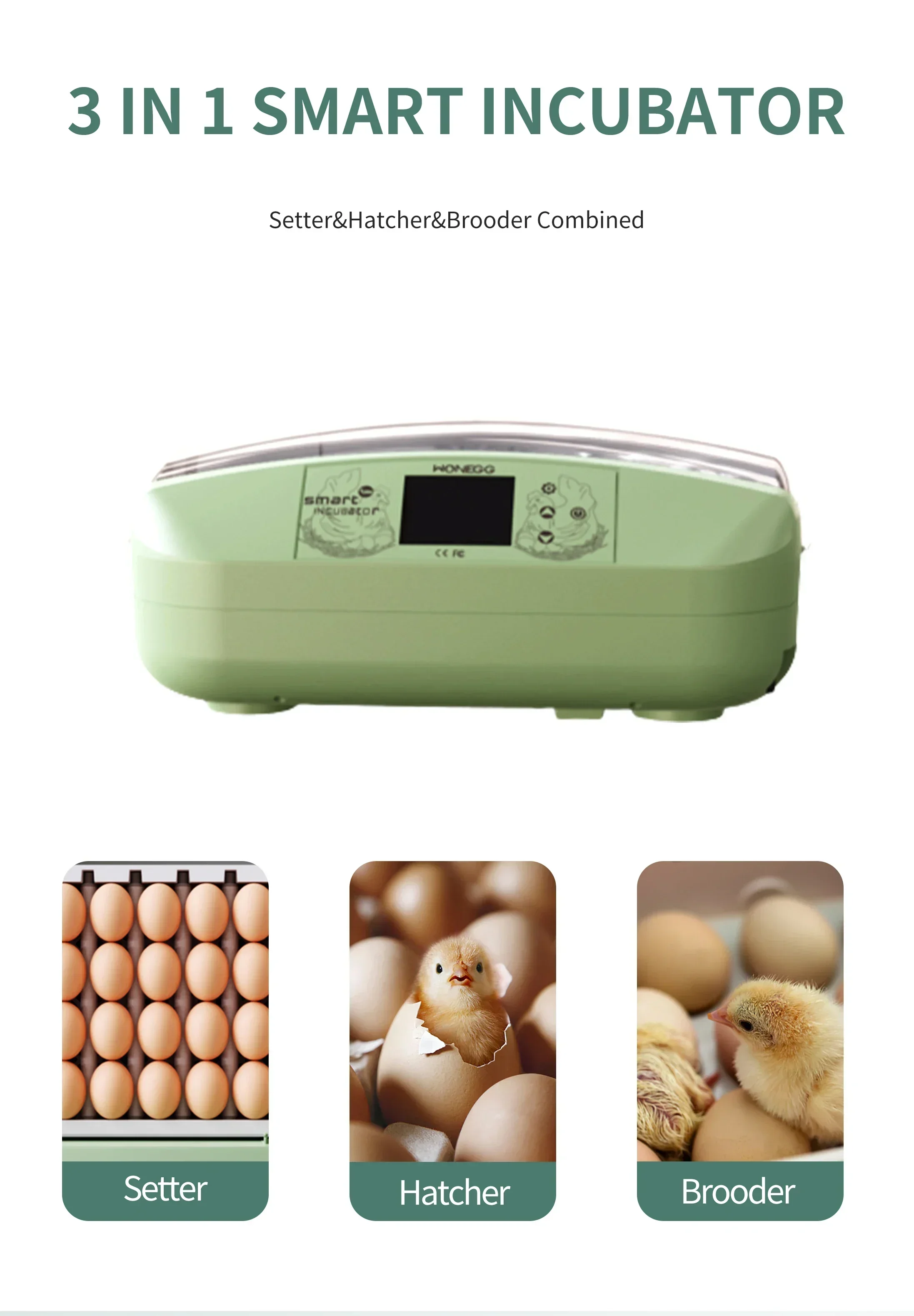 Wonegg Полностью автоматический инкубатор для птичьих ферм куриных яиц перепелиный