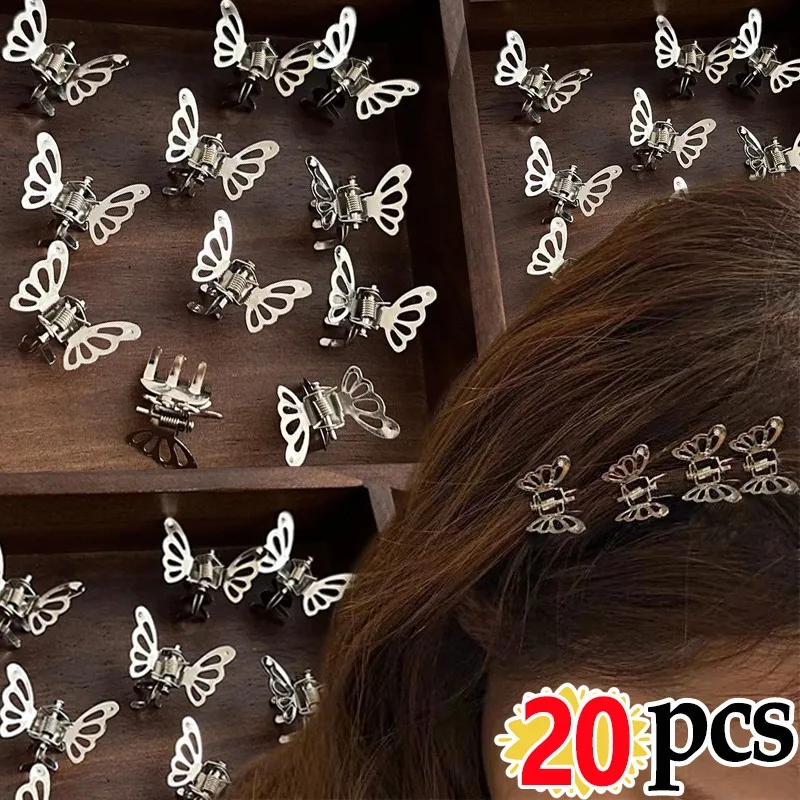 

1/20pcs Metal Hollowed Butterfly Hairpin Korean Cute Mini Hair Claw Girls Children Fashion Student Kids Headwear Y2K Accessories