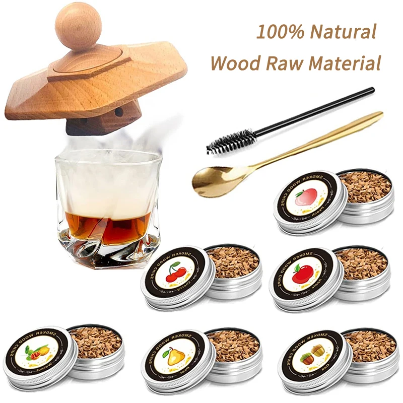 

Cocktail Smoker Kit Whiskey Wooden Smoked Wood Hood Smoker For Whiskey,Bourbon,Drink,Meats Kitchen Bar Accessories Tools