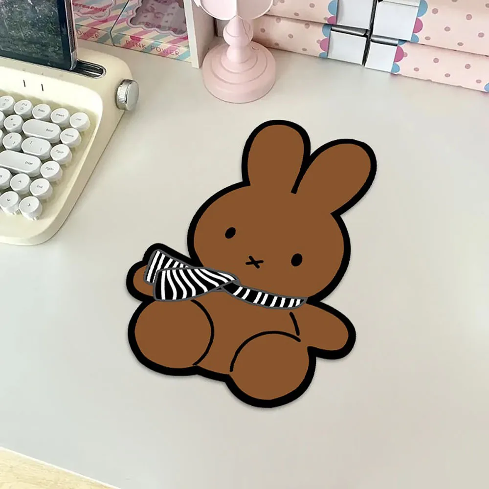 Фото Kawaii Miffy милый коврик для мыши с мультяшным кроликом и принтом, офисный стол, портативная компьютерная клавиатура, нескользящий настольный коврик, подарок для девочки №2