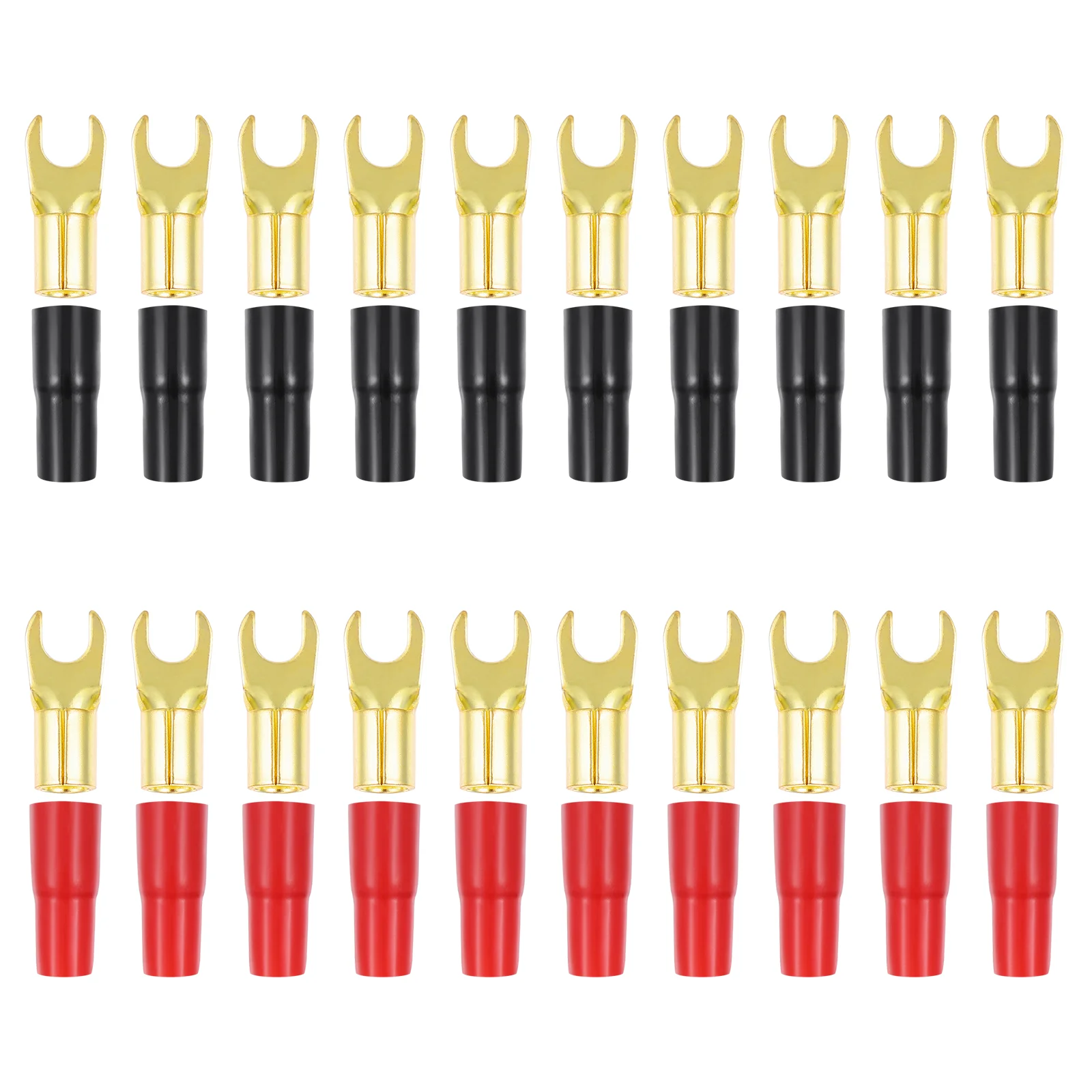

Crimp Spade Connectors Terminal 8Ga Barrier Copper Connector Terminals Spades Adapters Fork Ring Plated Gold Wire Speaker U