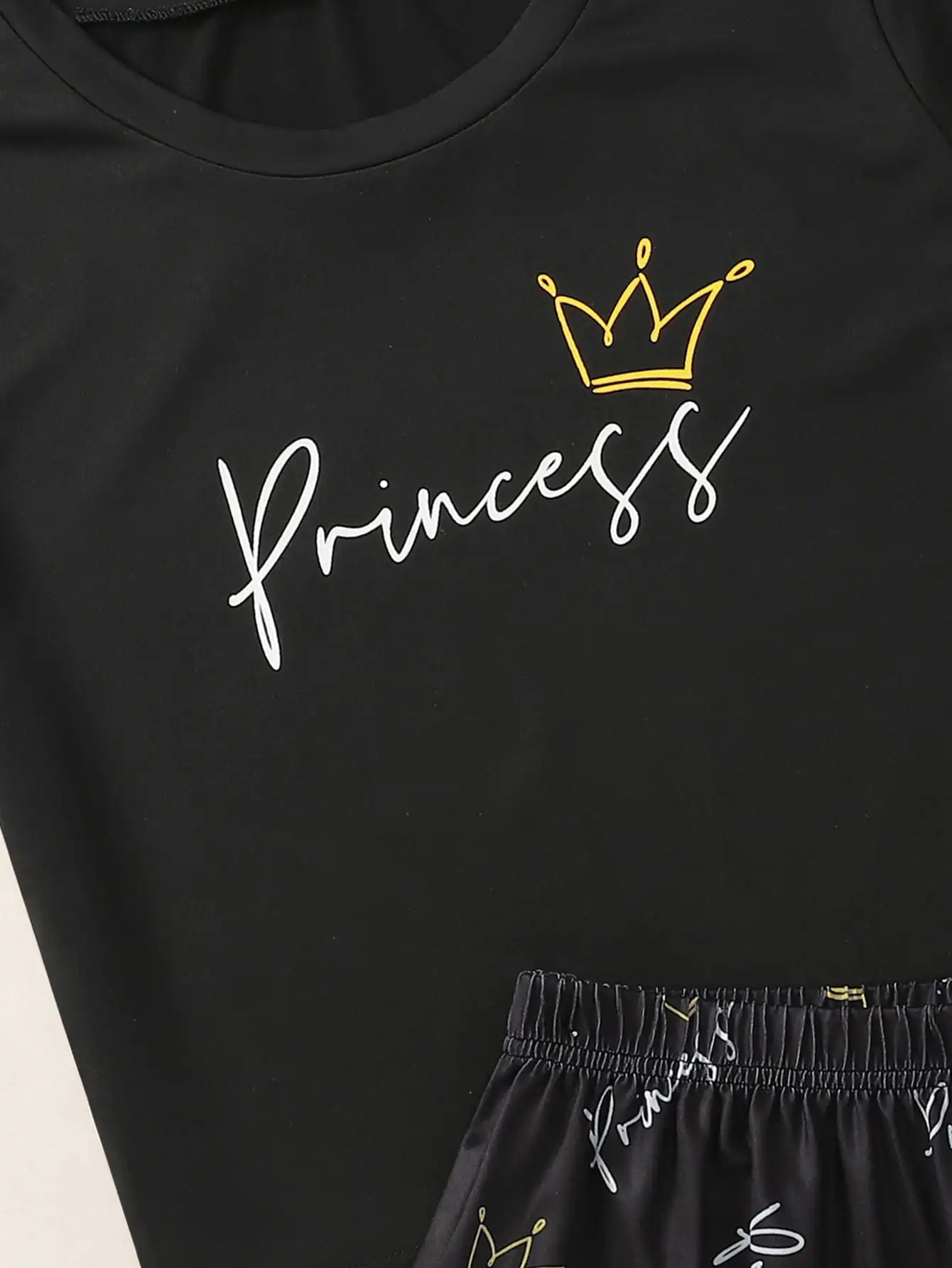 Monogram & Crown Print Jacket Shorts Pajama Household Suit Fashion Sexy Home Women's Underwear Pajamas Set