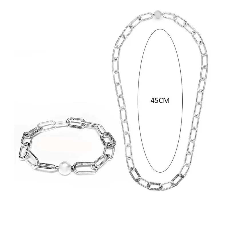 

2021 New 925 Sterling Silver Chain Necklace For Women To Wear Hoop Chain With Me Series Charms Fashion Jewelry