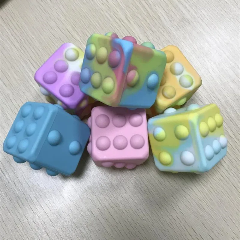 

3D Decompression Dice Fidget Toys Pop It Squishy Puzzle Push Bubble Simple Dimple Anti Stress Squeeze Toys for Kids Adults Gift