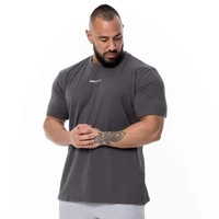 cotton casual t shirt men short sleeve loose tee shirt gym fitness bodybuilding tops male summer sport workout training clothing