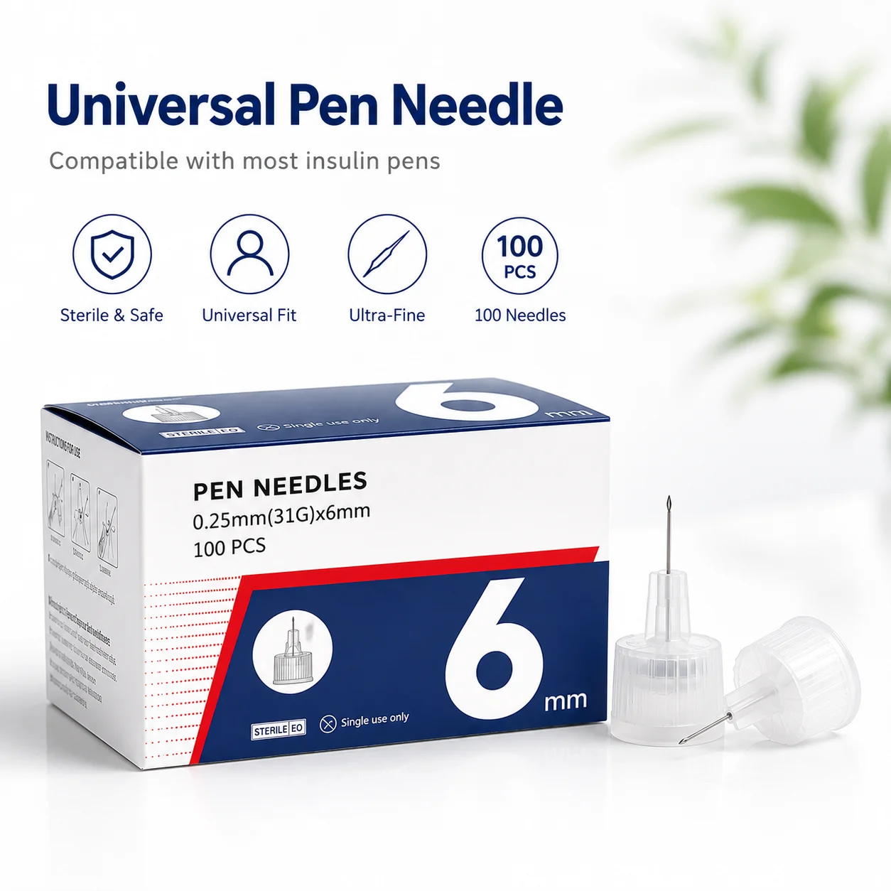 Фото 21 универсальная игла для инсулиновой шприц-ручки, медицинские, 4 мм, 32G, 31G, 5/6/8 мм, стерильные наконечники для инсулиновой ручки №1