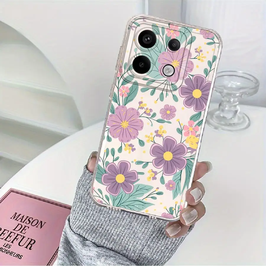 Фото Мягкий чехол для телефона Xiaomi Redmi Note 15 Pro 9 10 Note 13 14 11S 13C 14C 12S A4 12 11 10S с экзотическим цветочным узором №2