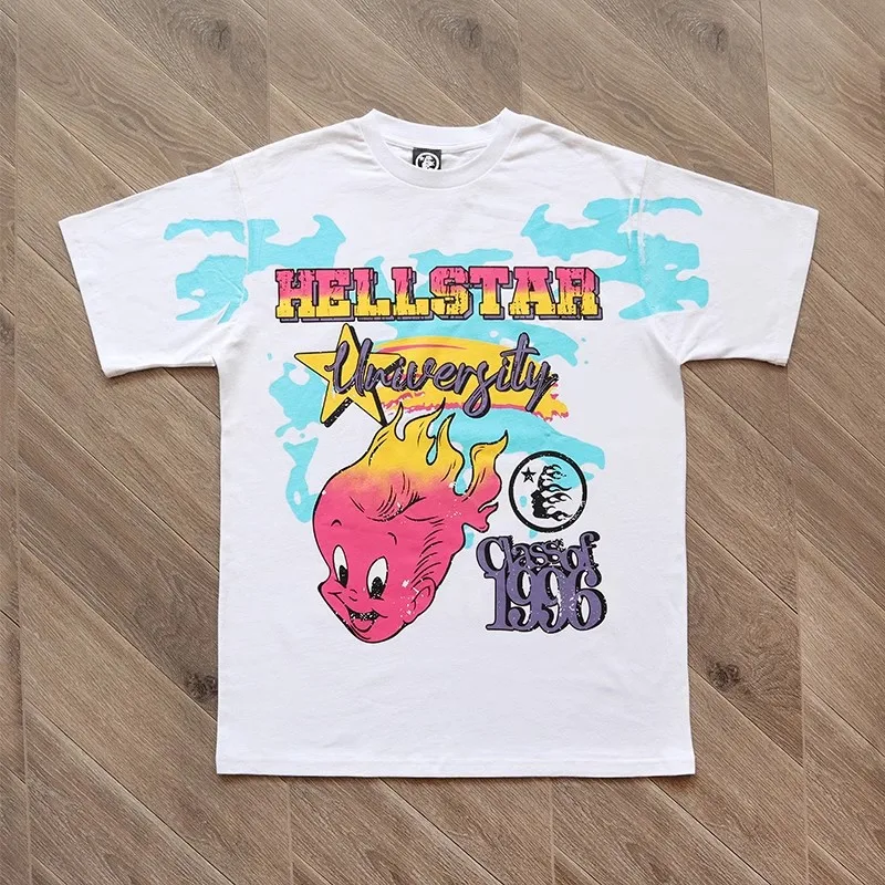 

23SS New Fasion Hellstar Studios University T-Shirt Men Women Best Quality Vintage T Shirt Top Tees Kanye West