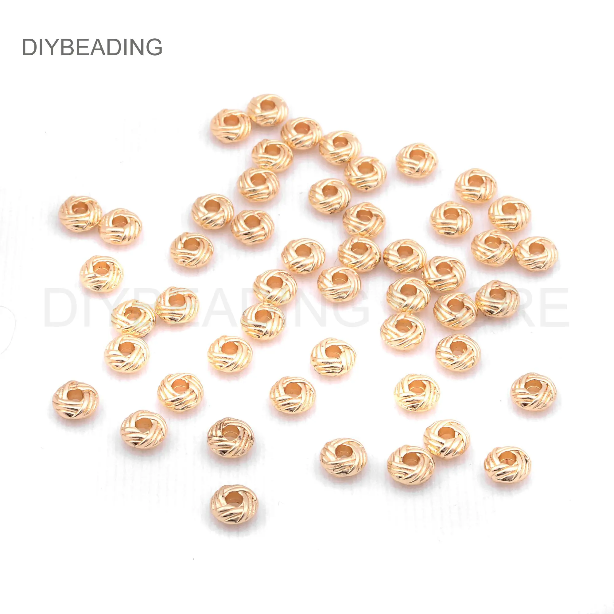 

Beads for Jewelry Making 14K Gold Plated Brass Knot Rondelle Small Spacer Beads for Necklace Bracelet Earring (6mm)