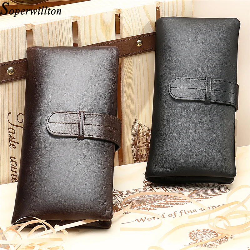 

Men's Wallet Long Genuine Leather Top Quality Card Holder Classic Purse Business Anti-Theft Credit Rfid Zipper Brand