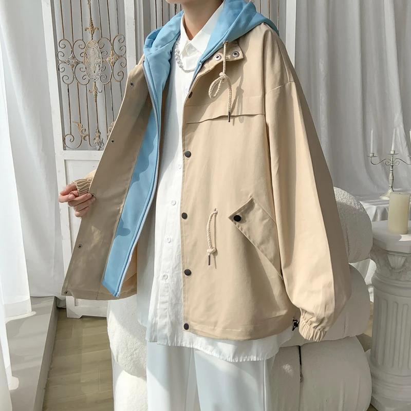 

Куртка EOENKKU мужская с капюшоном, модная Повседневная ветровка в уличном стиле, одежда в стиле хип-хоп, весна-осень