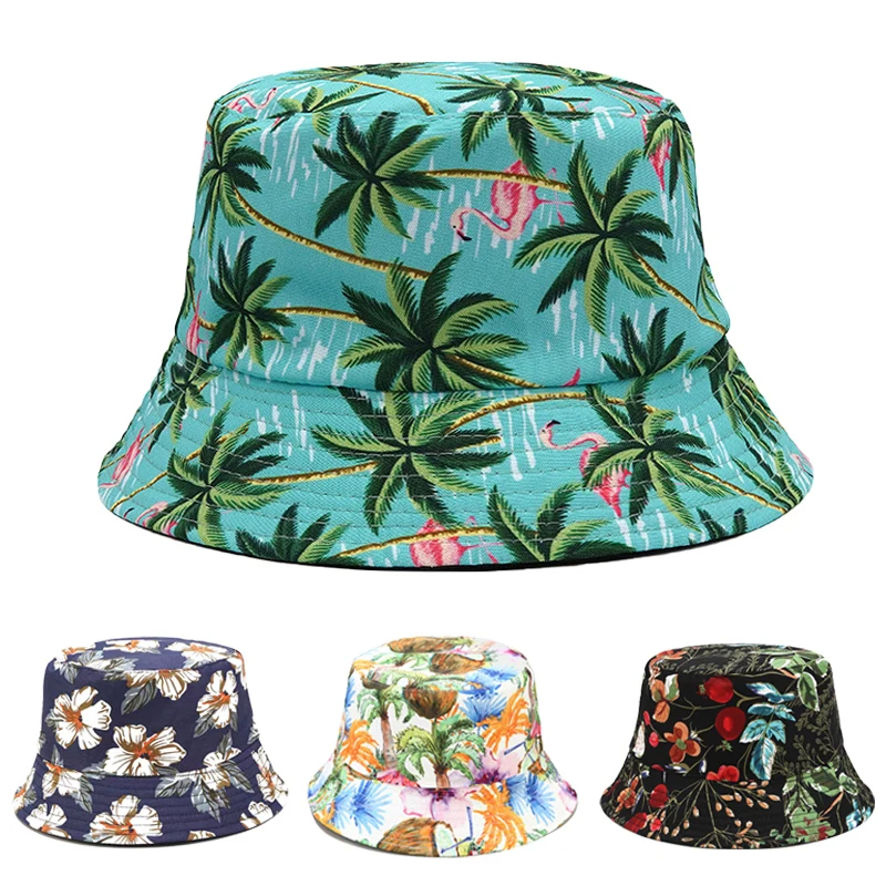 

Summer Sun Protection Bucket Hats for Men Women Panama Caps Print Hip Hop Gorros Fishing Fisherman Hat Double Side Wear Fashion