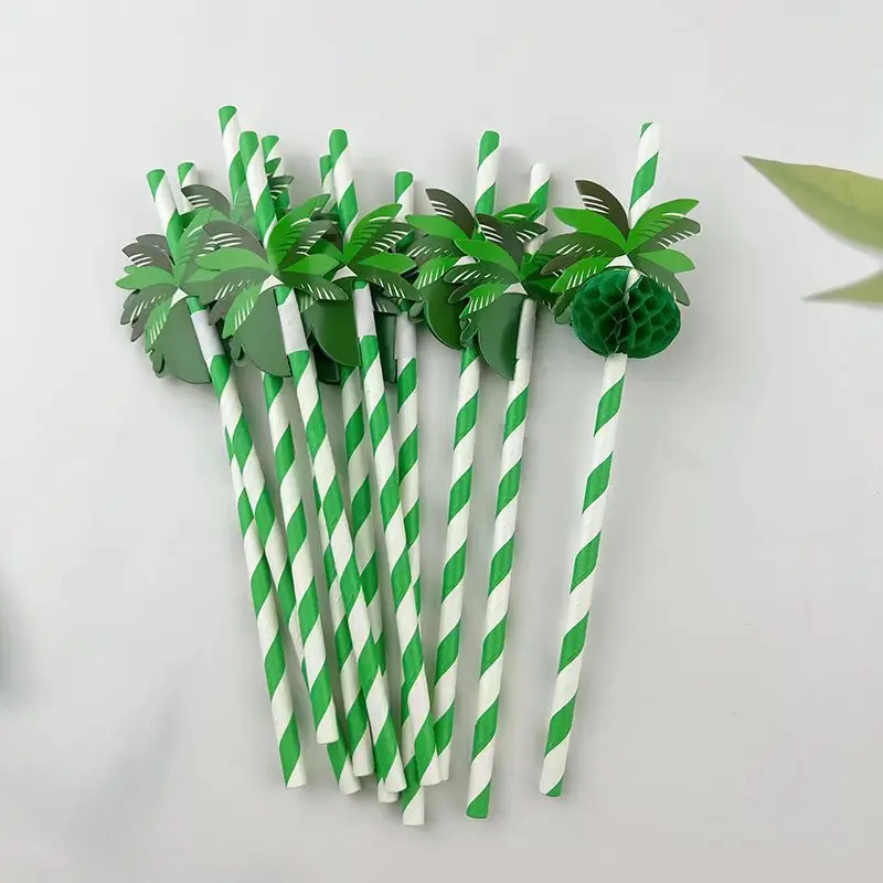 

50pcs Disposable Straw Coconut Honeycomb Degradable Party Paper Straw Cocktail Decoration Summer Beach Drinking Straws Tableware