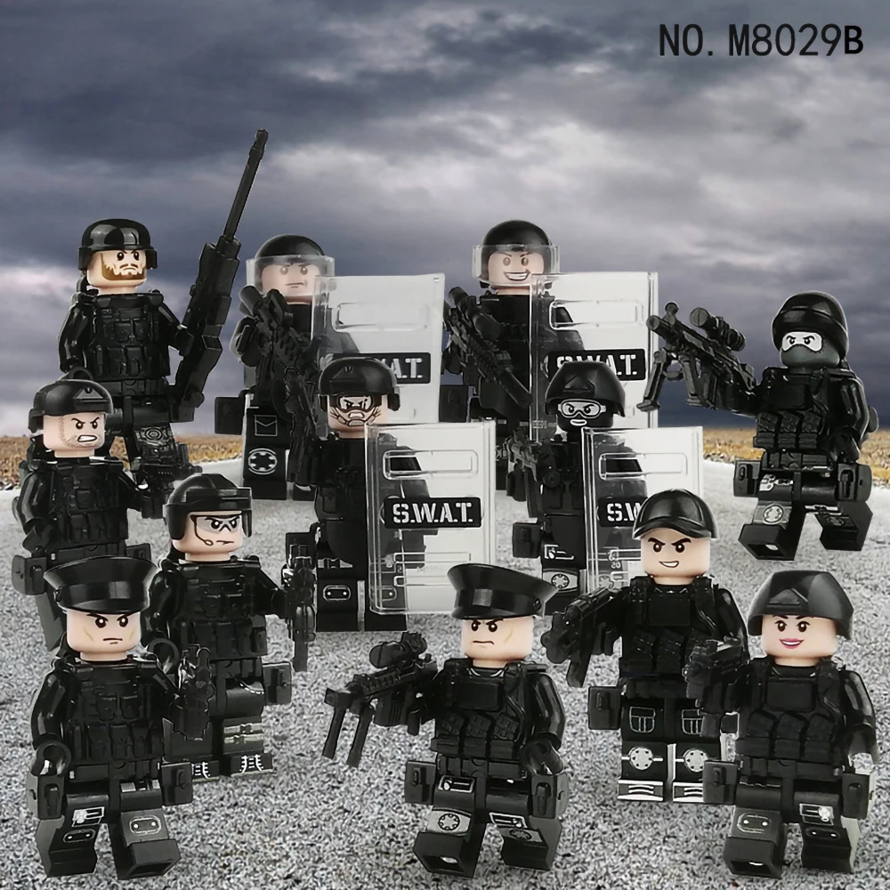 

M8029A/M8029B Swat Police Building Blocks Dolls Weapons Backpacks Shields Masks Educational Assembly Building Blocks DIY Toys