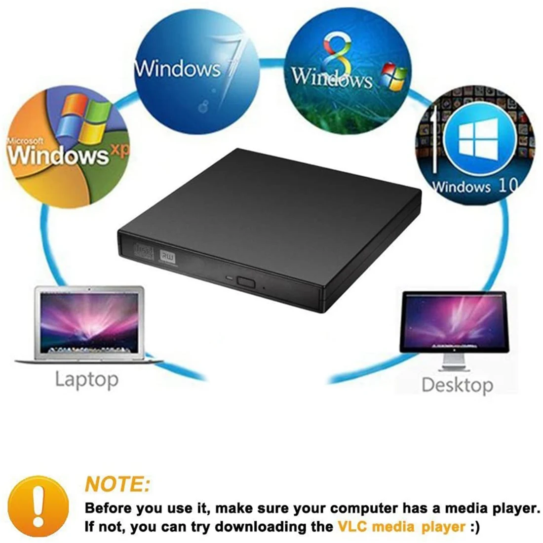 Внешний оптический привод USB 2.0 DVD CD/DVD ROM-плеер Оптический RW Устройство записи