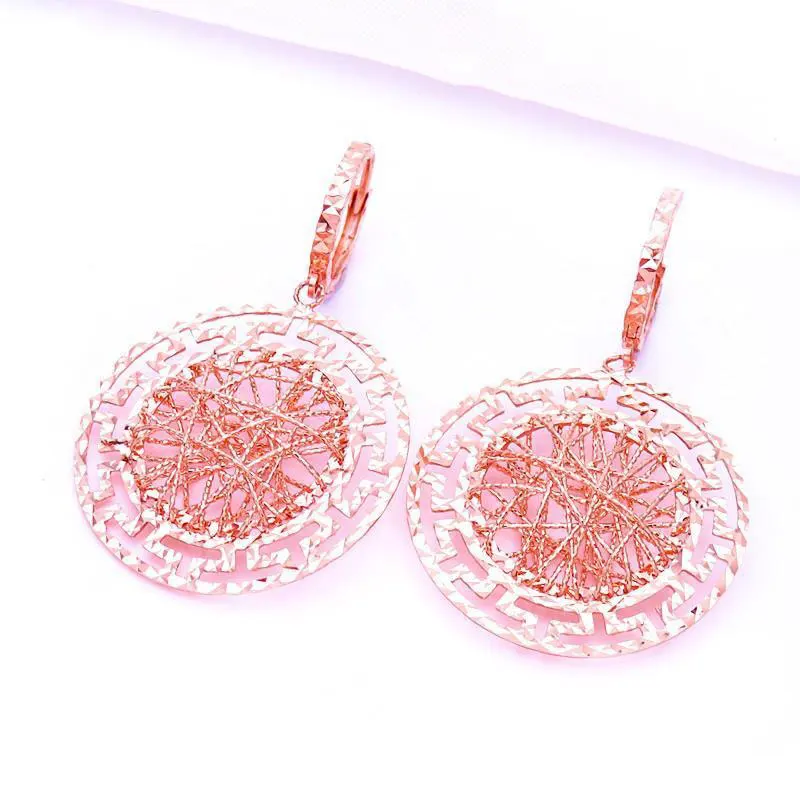 

Женские позолоченные серьги, круглые серьги из розового золота 14 к, 585 пробы, изысканные свадебные ювелирные украшения в Королевском Стиле