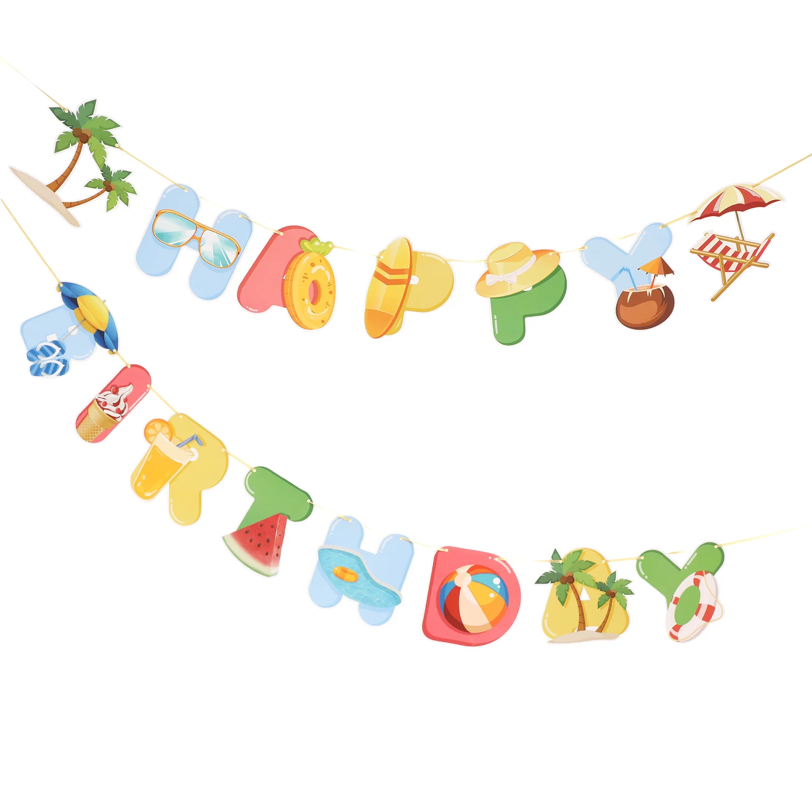 

Birthday Party Banner Hawaiian Decorations Luau Decor Beach Happy Garland Tropical Ornament Pool Supplies Hawaii Themed Diy