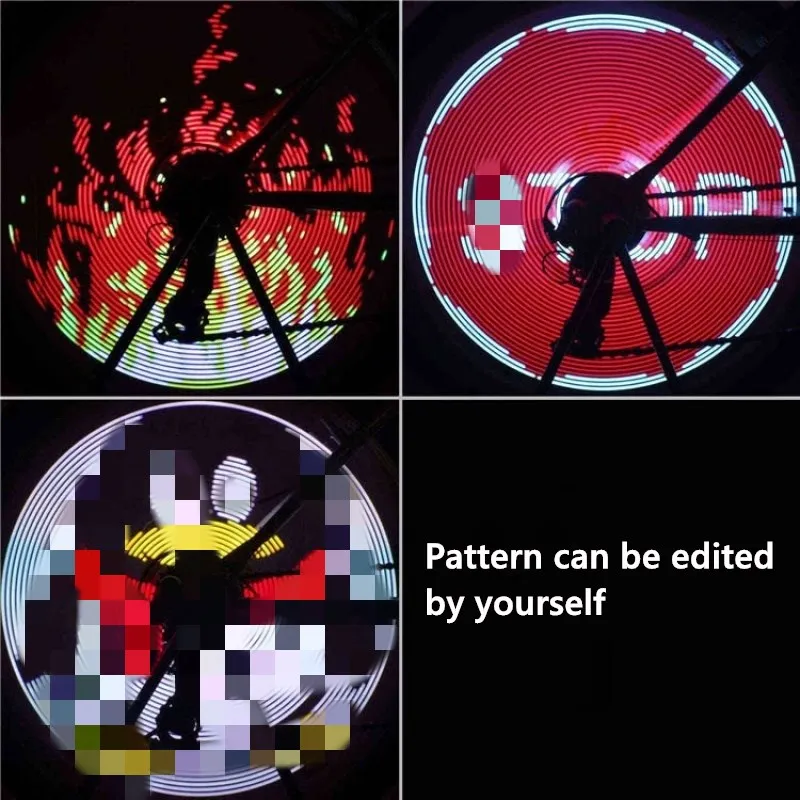 Прибор для велосипеда с программным управлением с 128 светодиодами, DIY, светящимися спицами колеса, электрической шиной, экраном отображения изображения для ночного катания на велосипеде.