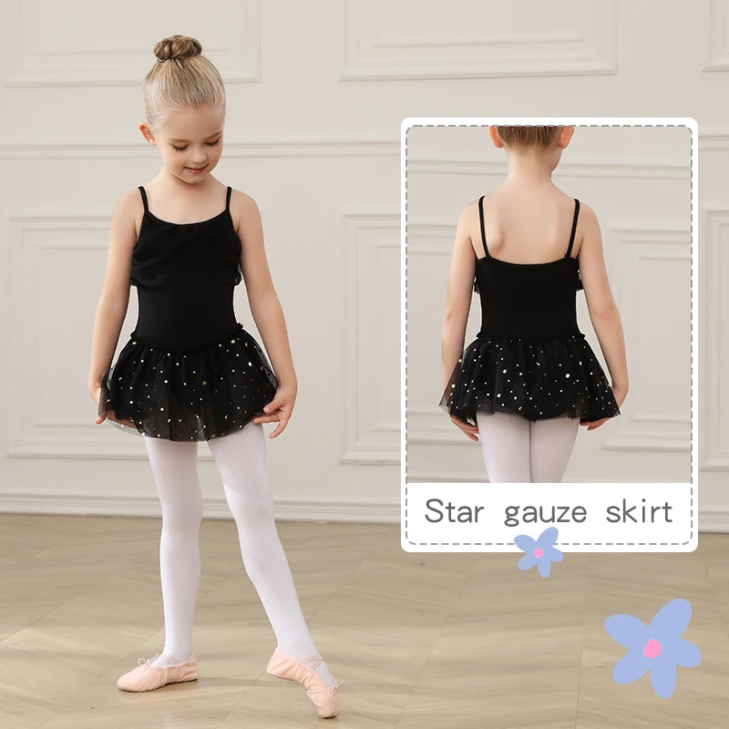 RUYBOZRY Ballet Dress Girs Leotard Tutu Ballet Dance Clothes Camisole Ballet Outfit For Kids Sequins Pink Dancing Dress Costumes