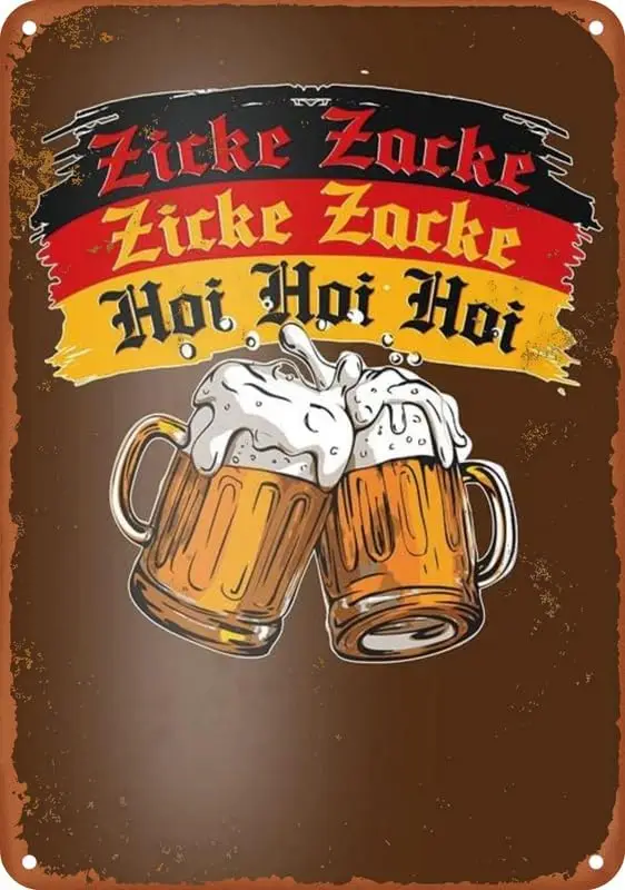 Октоберфест Zicke Zacke Hoi Плакат Винтаж Металлическая жестяная вывеска Алюминиевая