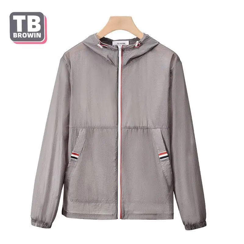 

Tb Browin Men Jacket Brand Quick Dry Sunscreen Clothing Uv Sun Protection Summer Coats Thin Casual Hooded Skin Windbreaker