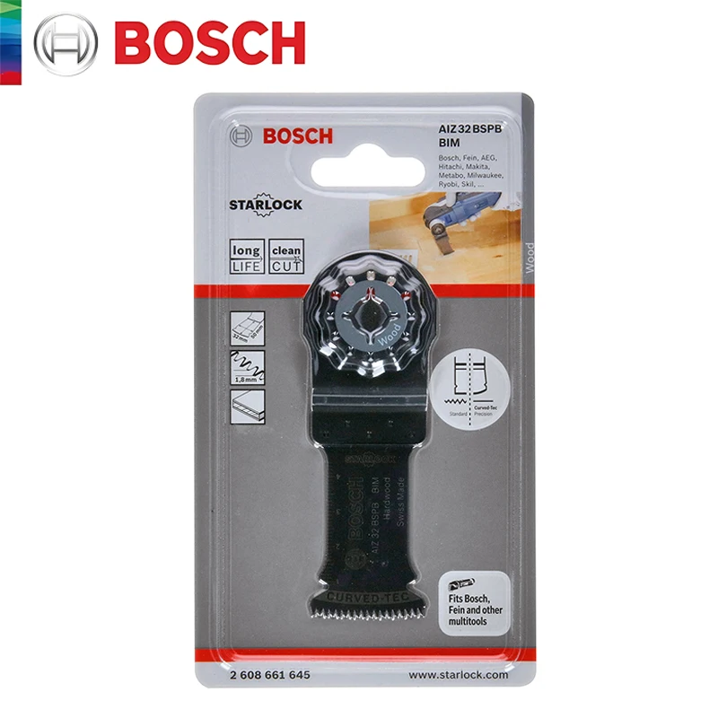 Фото Осциллирующее пильное полотно Bosch Starlock AIZ 32 BSPB BIM для погружной пилы, для твердых пород дерева, для мультитула, для GOP12V-28 GOP185-Li №2