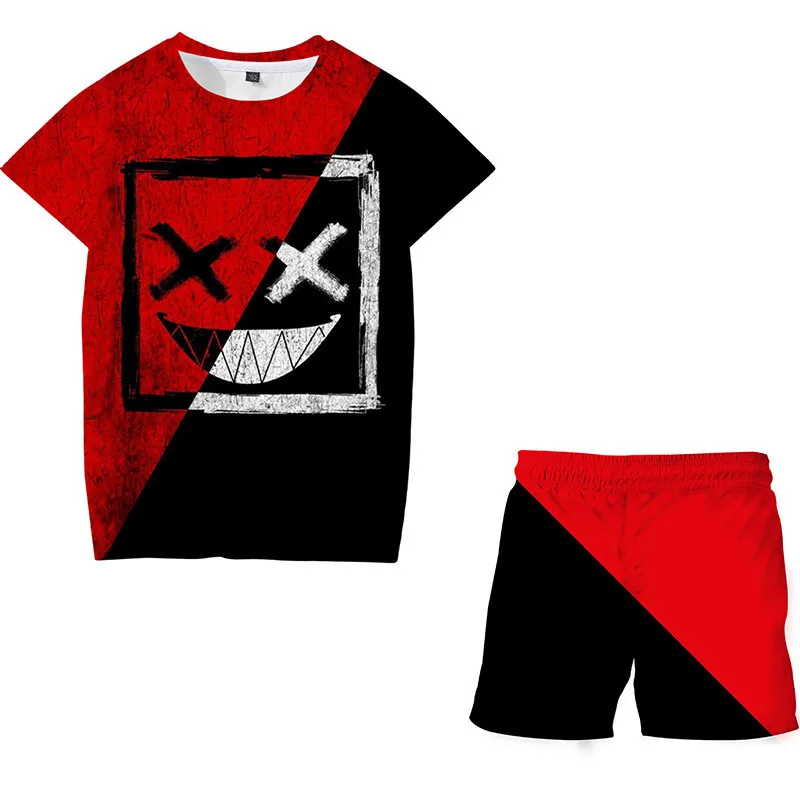 

Summer Children's Xoxo 3d T-shirt Set Digital Printing 3D T-Shirt Medium and Small Children's Cartoon Short Sleeved Shorts